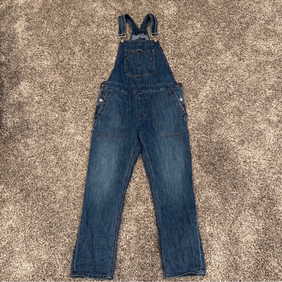 Vintage Gap Blue Denim Jean Bib Overalls Women Med Boho Hippie Wide Leg 90s Y2K - Picture 1 of 12